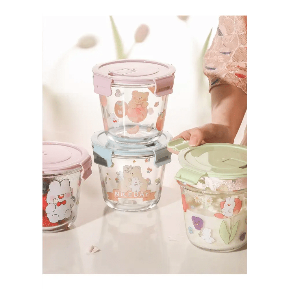 Kawaii Bunny Microwave Glass Bowl with Lid for Cute Mealtime Fun - Cosparty