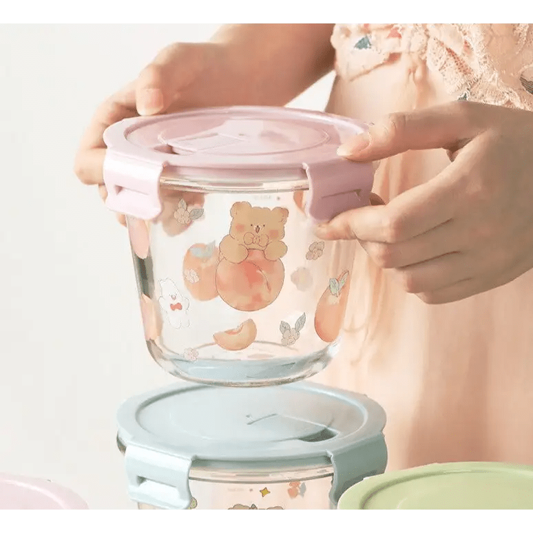 Kawaii Bunny Microwave Glass Bowl with Lid for Cute Mealtime Fun - Cosparty