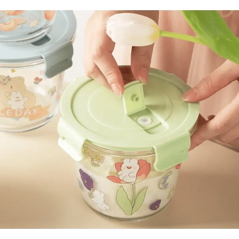 Kawaii Bunny Microwave Glass Bowl with Lid for Cute Mealtime Fun - Cosparty