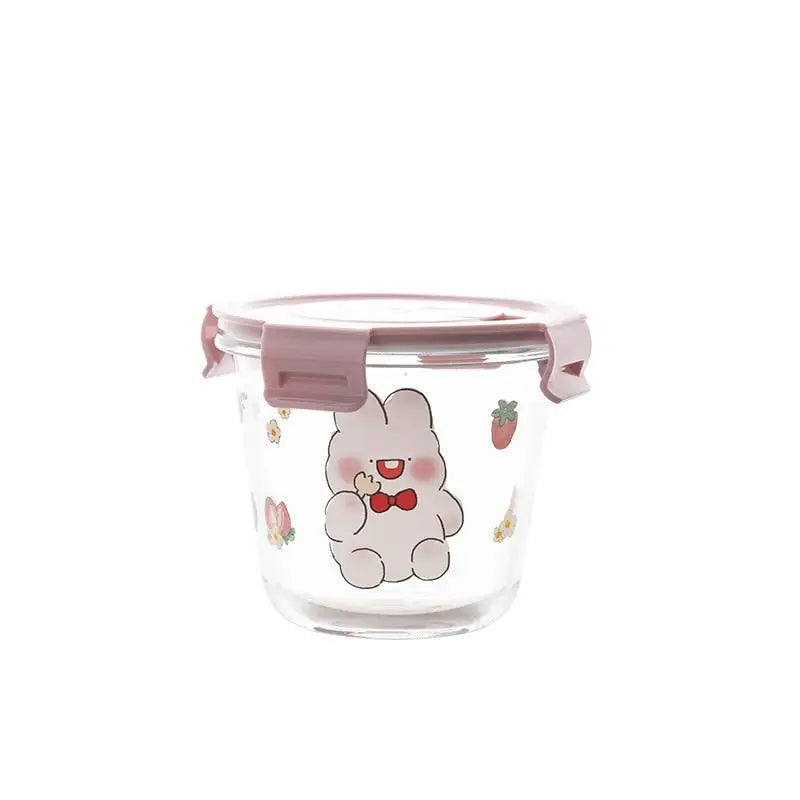 Kawaii Bunny Microwave Glass Bowl with Lid for Cute Mealtime Fun - Bunny - dish