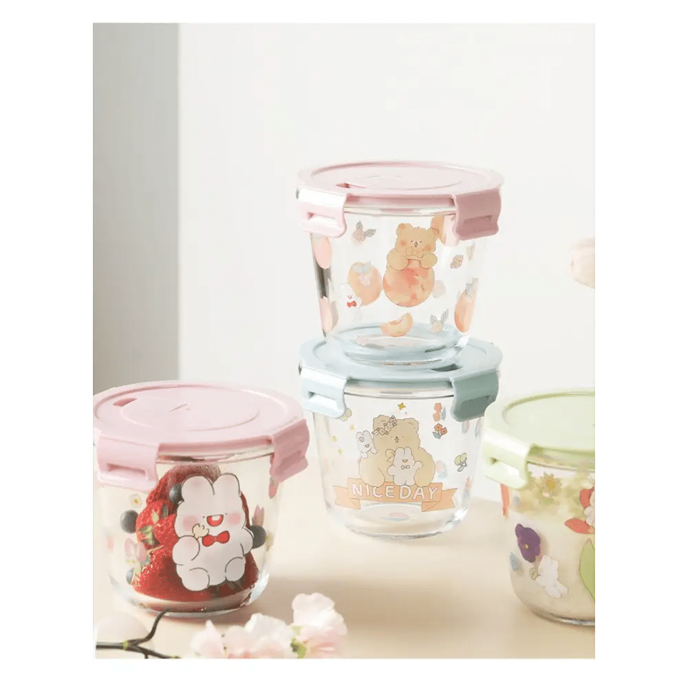 Kawaii Bunny Microwave Glass Bowl with Lid for Cute Mealtime Fun - Cosparty