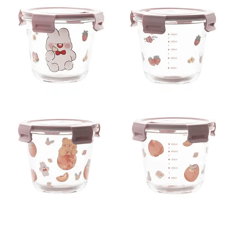 Kawaii Bunny Microwave Glass Bowl with Lid for Cute Mealtime Fun - Cosparty