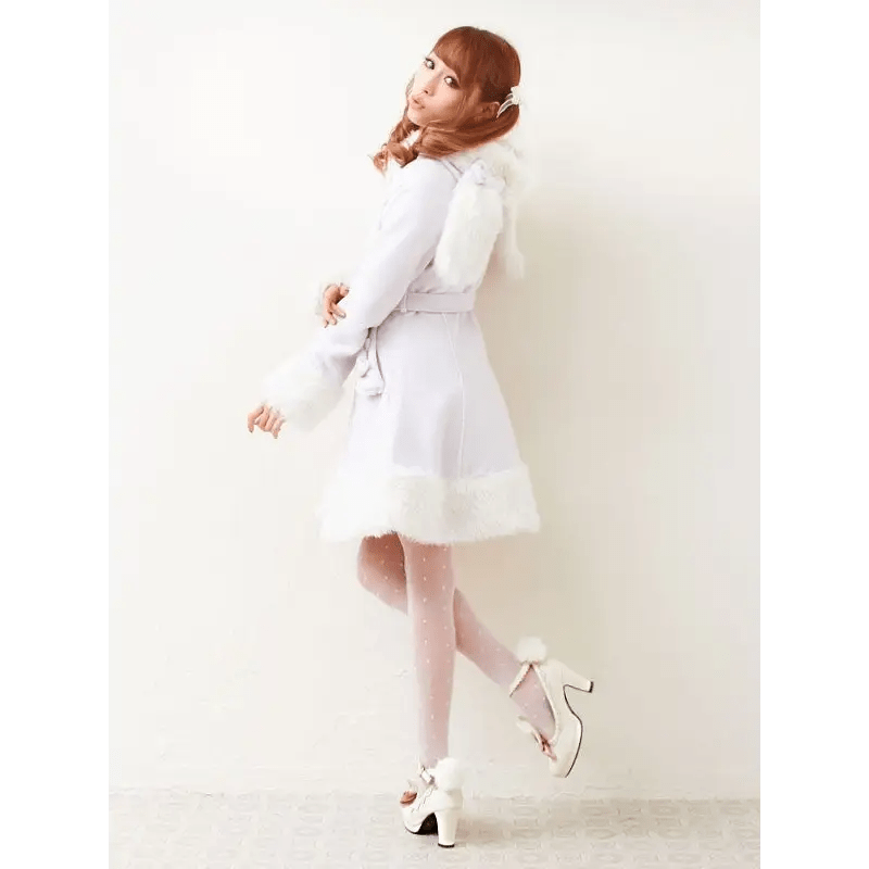 Kawaii Bunny Rabbit Ear High Heels with Removable Pom Poms - Cosparty