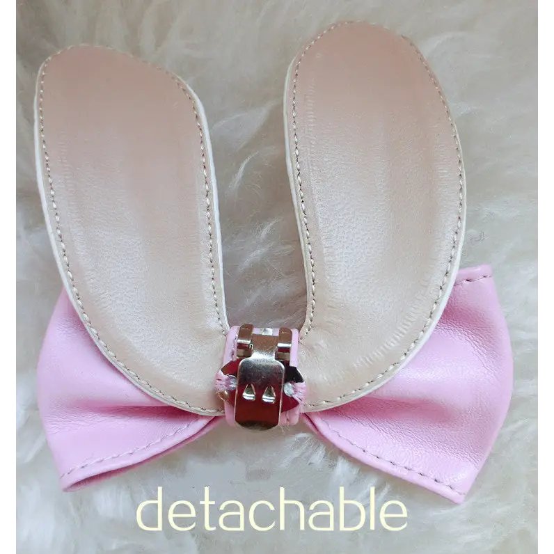 Kawaii Bunny Rabbit Ear High Heels with Removable Pom Poms - Shoes