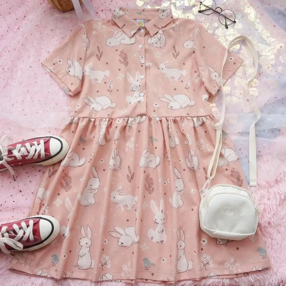 Kawaii Bunny Rabbit Patterned Lolita Dress for Princesses - dress