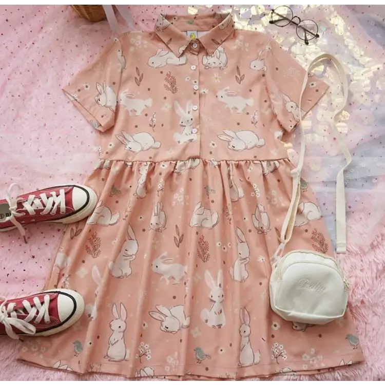 Kawaii Bunny Rabbit Patterned Lolita Dress for Princesses - dress