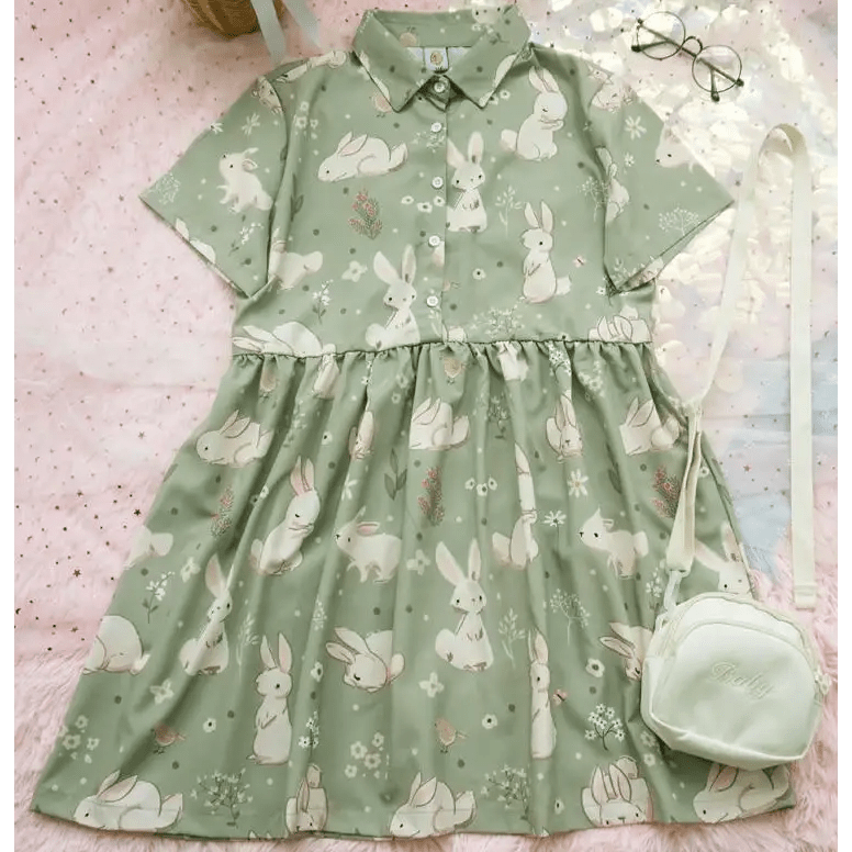 Kawaii Bunny Rabbit Patterned Lolita Dress for Princesses - Cosparty