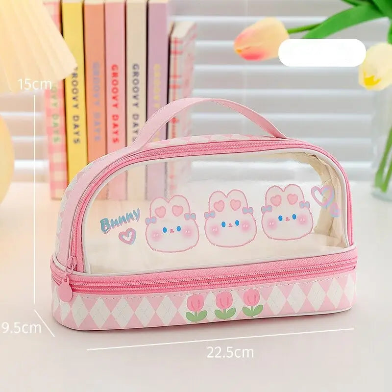 Kawaii Bunny Stationery and Makeup Bag for Cute Organization - pencil case