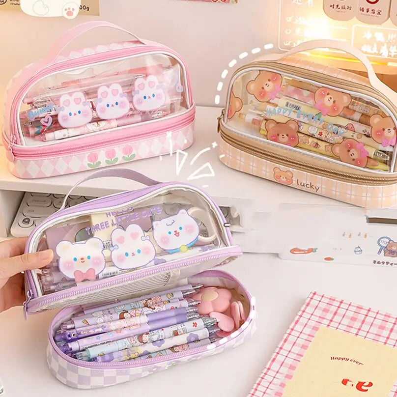 Kawaii Bunny Stationery and Makeup Bag for Cute Organization - pencil case