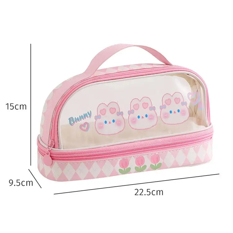 Kawaii Bunny Stationery and Makeup Bag for Cute Organization - pencil case