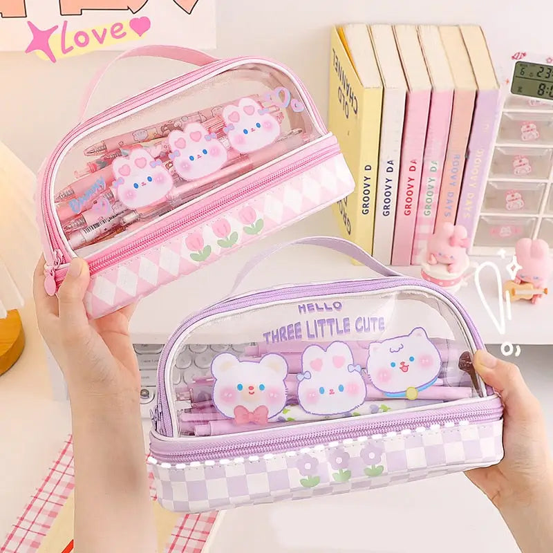 Kawaii Bunny Stationery and Makeup Bag for Cute Organization - pencil case