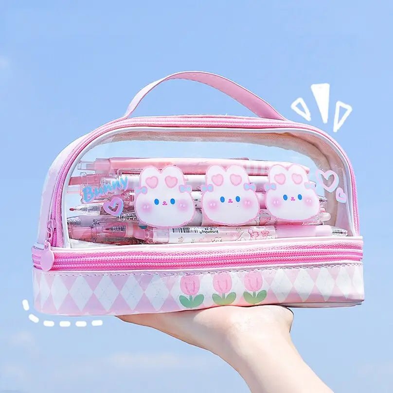 Kawaii Bunny Stationery and Makeup Bag for Cute Organization - Cosparty