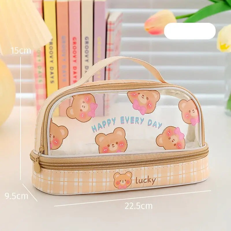 Kawaii Bunny Stationery and Makeup Bag for Cute Organization - Yellow - pencil case