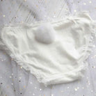 Kawaii Bunny Tail Panties with Pom Poms and Lace Trim - White Lace - lingerie