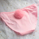 Kawaii Bunny Tail Panties with Pom Poms and Lace Trim - Pink - lingerie