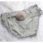 Kawaii Bunny Tail Panties with Pom Poms and Lace Trim - Grey Lace - lingerie