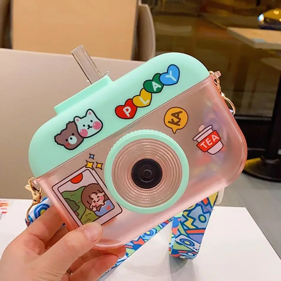 Kawaii Camera-Shaped Water Bottles for Fun and Stylish Hydration - Green - storage bin