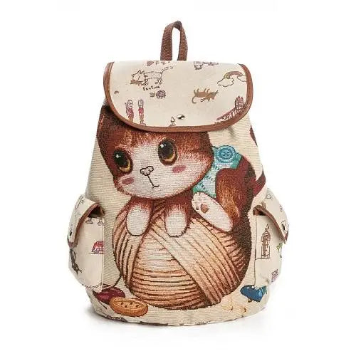 japanese kitten oriental kitty cat book bag rucksack backpack canvas japan harajuku chinese china art artwork Cosparty fashion