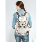 Kawaii Canvas Backpack with Adorable Japanese Cat Artwork - Cosparty