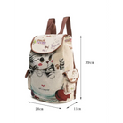 Kawaii Canvas Backpack with Adorable Japanese Cat Artwork - Backpack