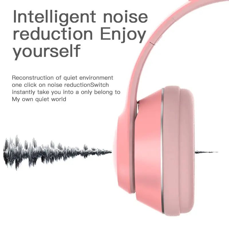 Kawaii Cat Ear Headset with Light - Up Paw Print Design - Cosparty