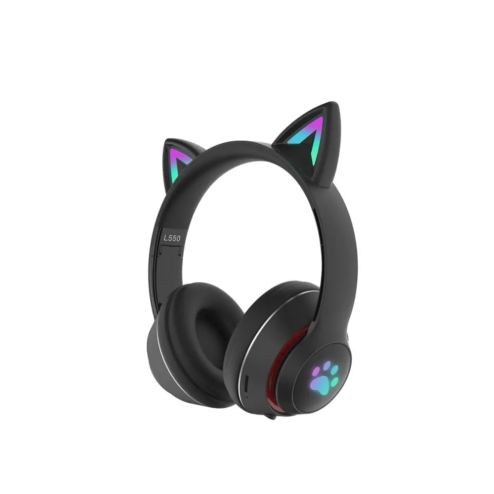 Kawaii Cat Ear Headset with Light - Up Paw Print Design - Cosparty