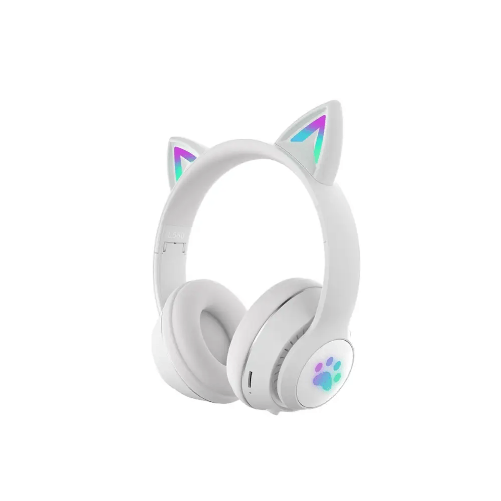 Kawaii Cat Ear Headset with Light - Up Paw Print Design - Cosparty