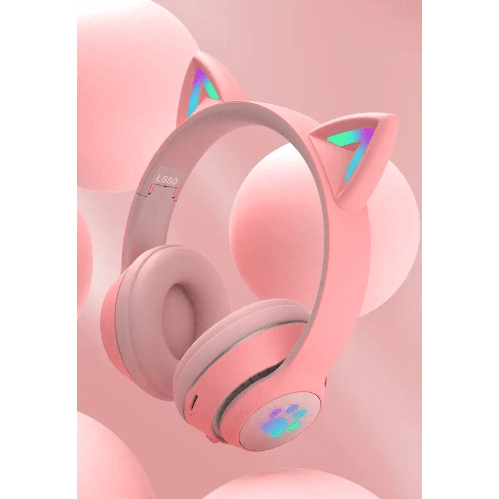 Kawaii Cat Ear Headset with Light - Up Paw Print Design - Cosparty