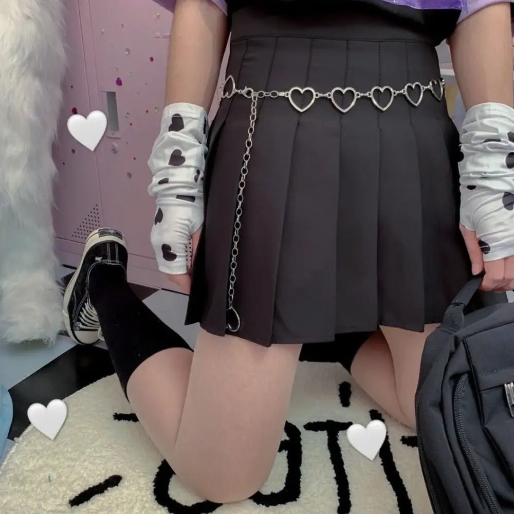 Kawaii Chain Belt with Heart or Rhinestone Embellishments - Cosparty