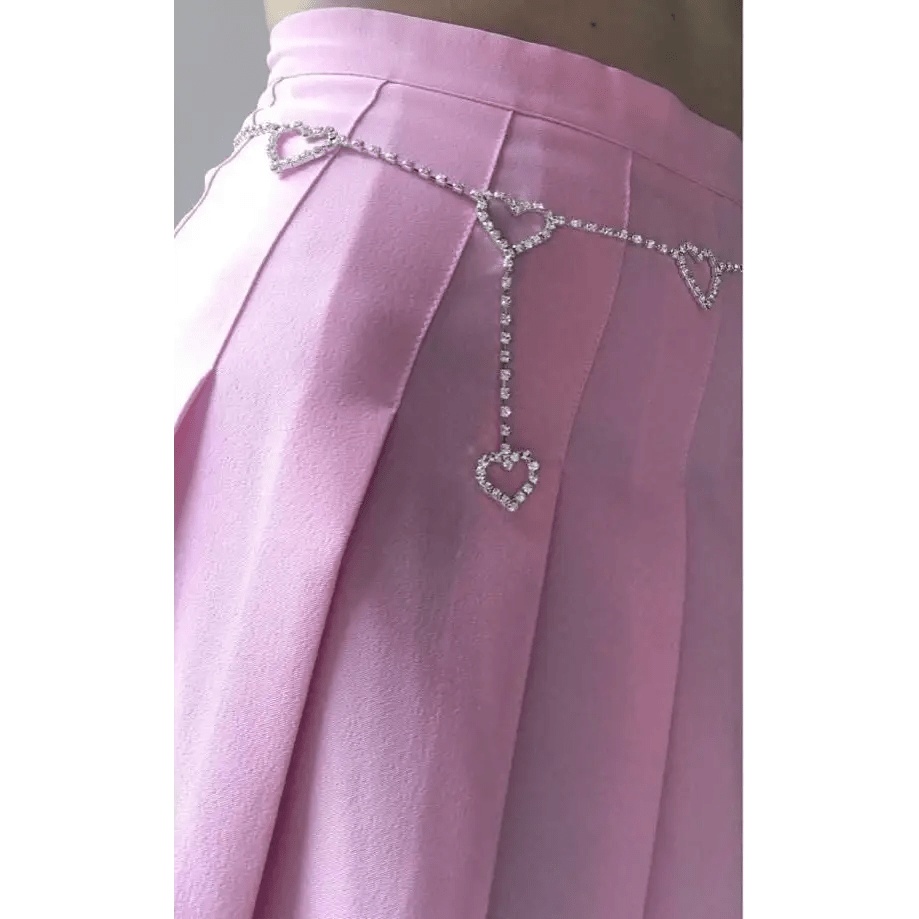 Kawaii Chain Belt with Heart or Rhinestone Embellishments - Cosparty