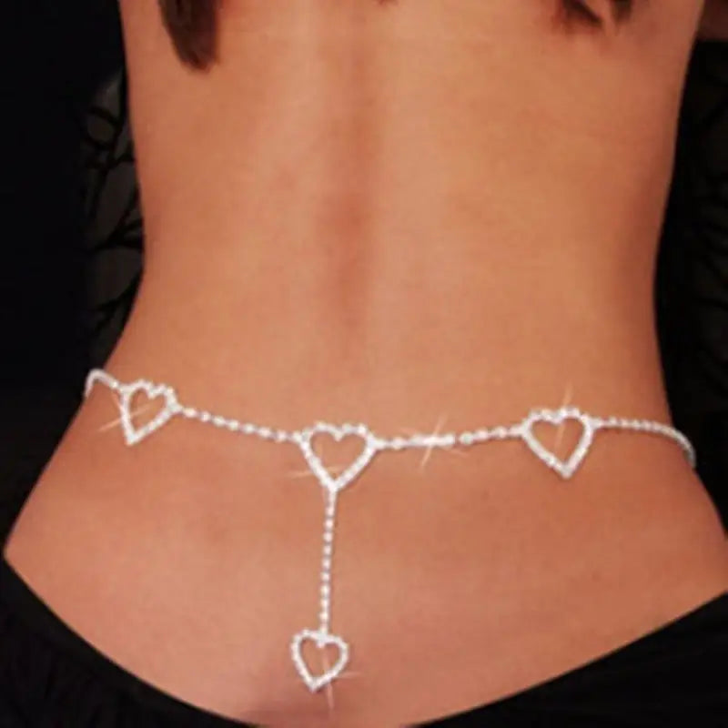 Kawaii Chain Belt with Heart or Rhinestone Embellishments - belt