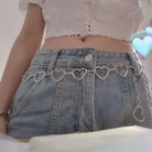 Kawaii Chain Belt with Heart or Rhinestone Embellishments - Cosparty