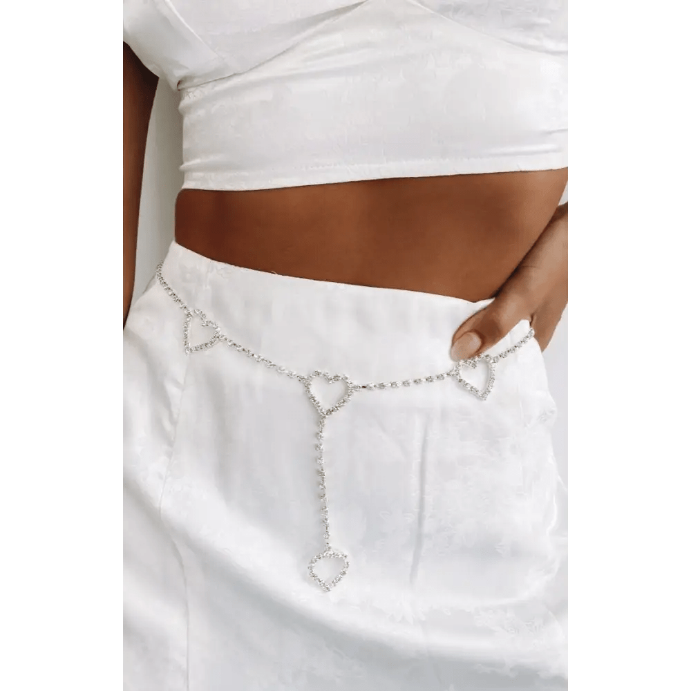 Kawaii Chain Belt with Heart or Rhinestone Embellishments - Cosparty