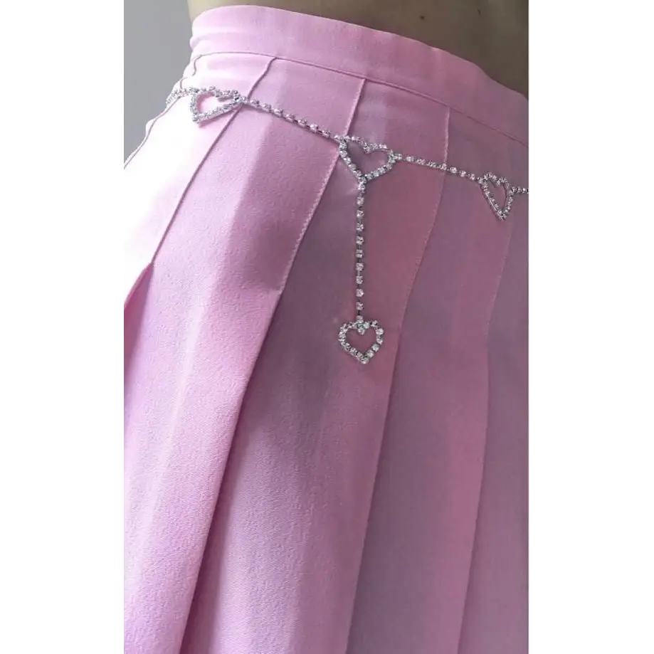 Kawaii Chain Belt with Heart or Rhinestone Embellishments - belt