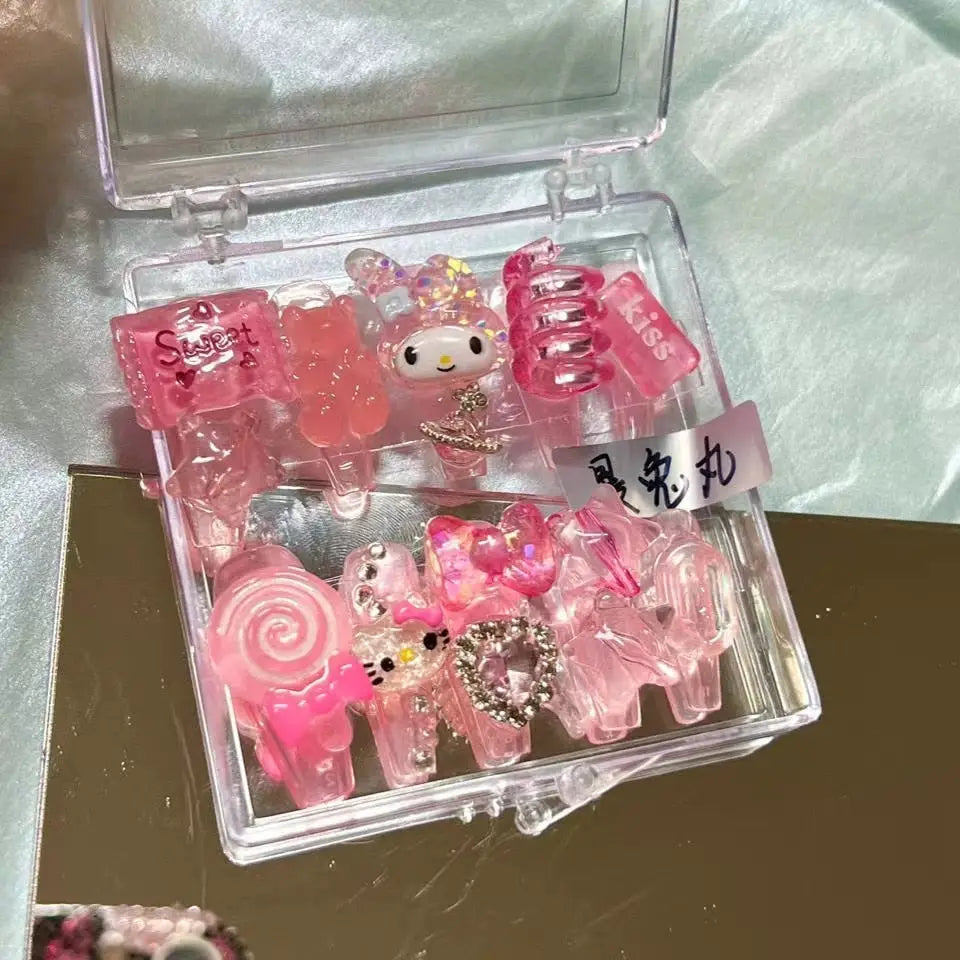 Kawaii deco press on nails - 3d - acrylic nails - fake - kawaiicore - my melody