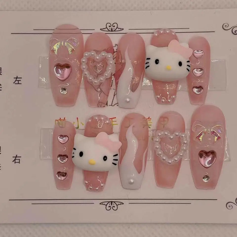 Kawaii deco press on nails - 3d - acrylic nails - fake - kawaiicore - my melody