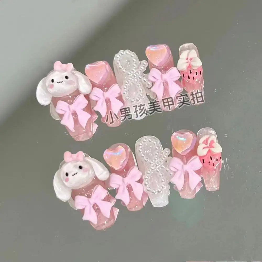 Kawaii deco press on nails - 3d - acrylic nails - fake - kawaiicore - my melody