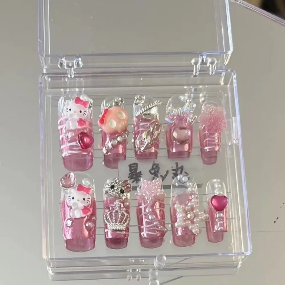 Kawaii deco press on nails - 3d - acrylic nails - fake - kawaiicore - my melody