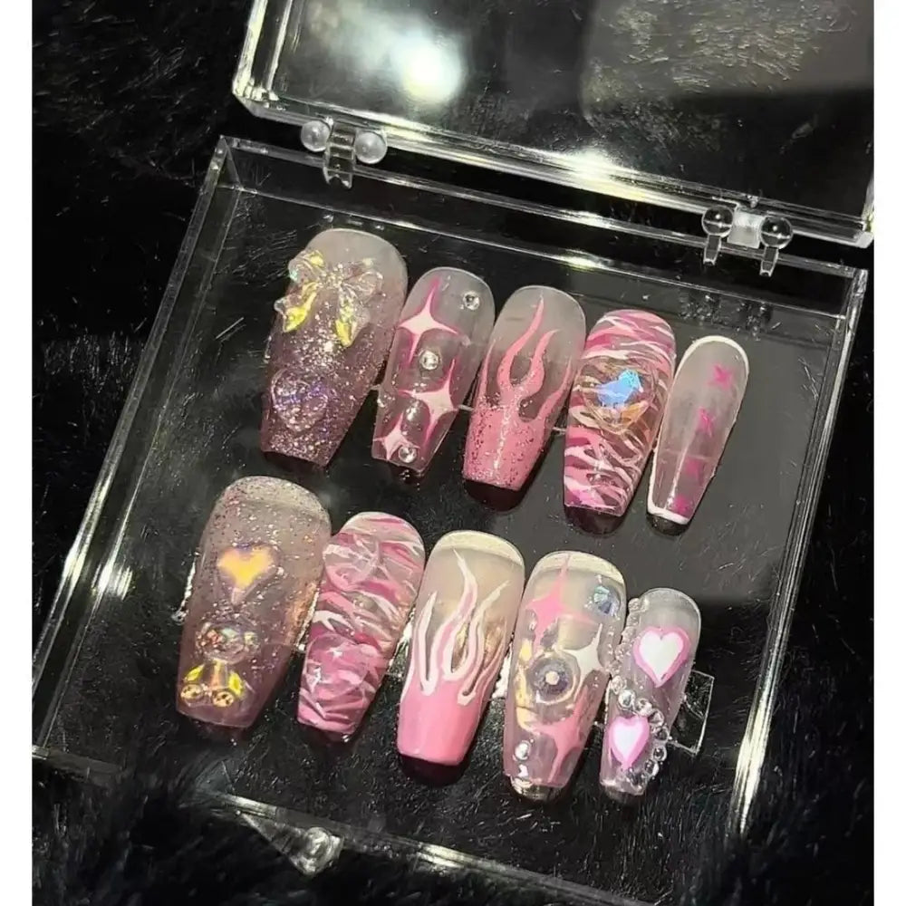 Kawaii deco press on nails - 3d - acrylic nails - fake - kawaiicore - my melody