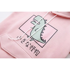 Kawaii Dinosaur Hoodie in Pastel Colors with Cute Japanese Writing - sweater