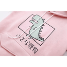 Kawaii Dinosaur Hoodie in Pastel Colors with Cute Japanese Writing - Cosparty