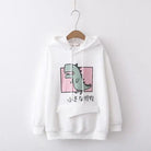 Kawaii Dinosaur Hoodie in Pastel Colors with Cute Japanese Writing - Cosparty