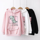 Kawaii Dinosaur Hoodie in Pastel Colors with Cute Japanese Writing - Cosparty