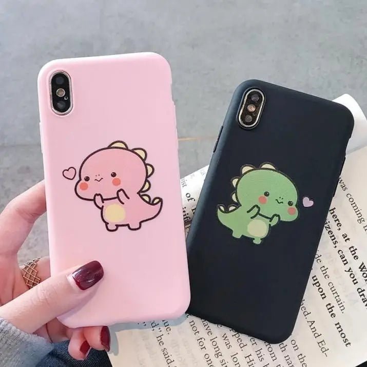Kawaii Dinosaur Samsung Phone Case in Pink or Black - Cosparty