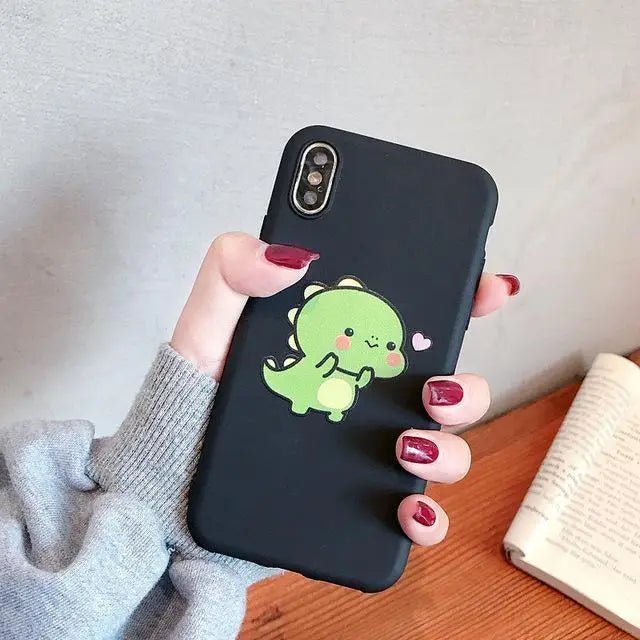 Kawaii Dinosaur Samsung Phone Case in Pink or Black - Cosparty