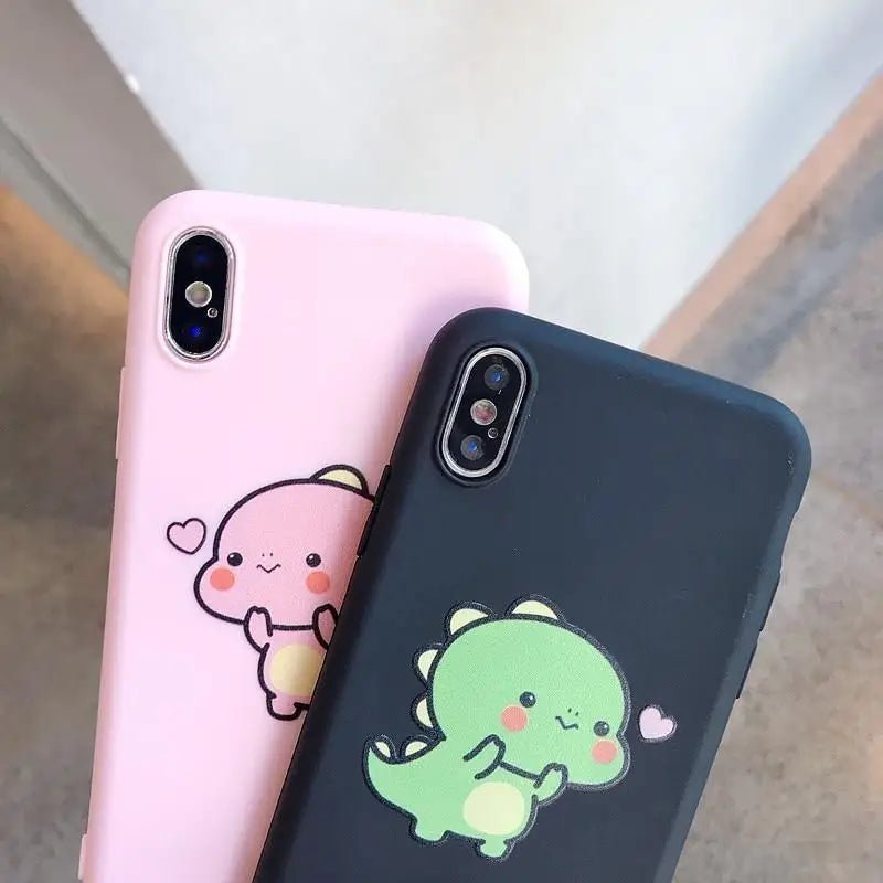 Kawaii Dinosaur Samsung Phone Case in Pink or Black - Cosparty