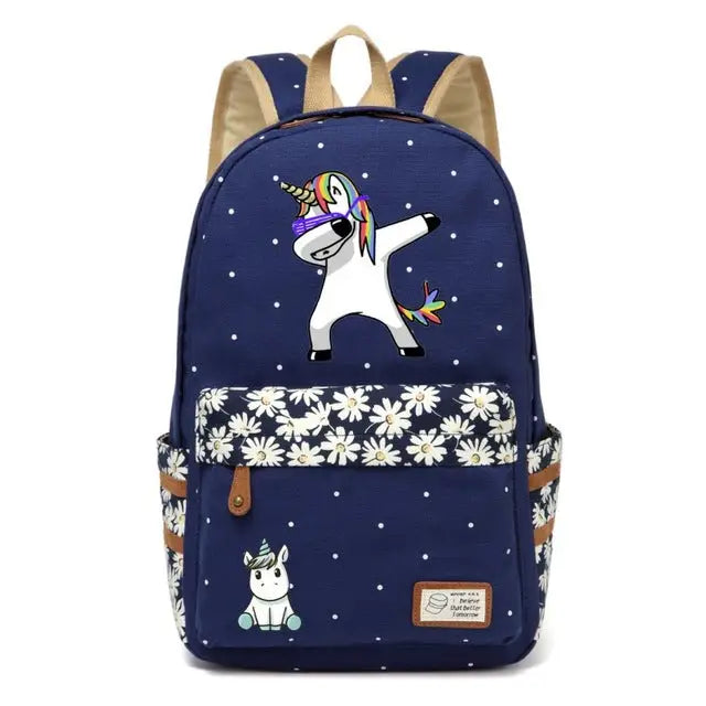 Kawaii Everyday Backpack in Various Styles and Colors - Navy Blue 2 - Backpack