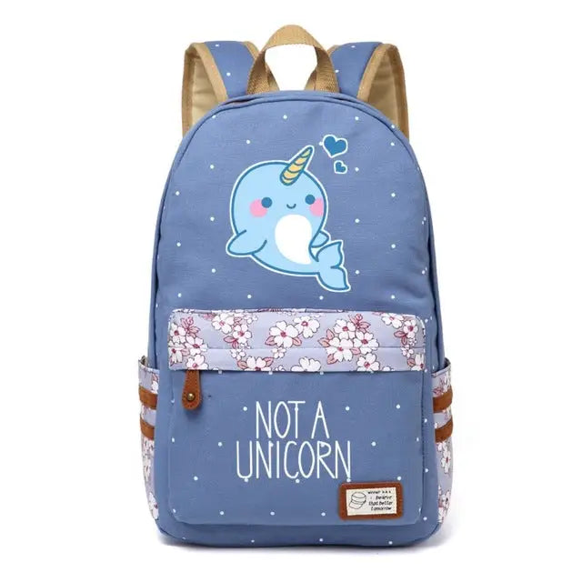 Kawaii Everyday Backpack in Various Styles and Colors - Whale - Backpack