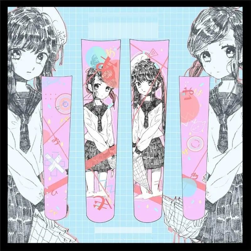 Kawaii Explosion Stockings with Vibrant Pastel Inspired Print - Cosparty