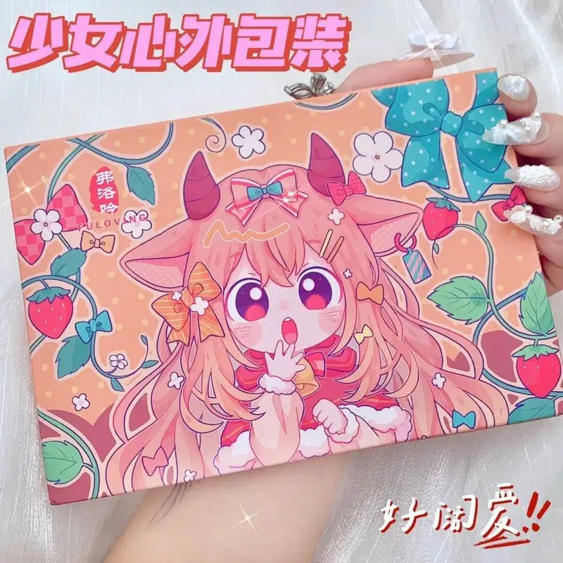 Kawaii Eyeshadow Palette with Warm Tones and Cute Anime Design - phone case